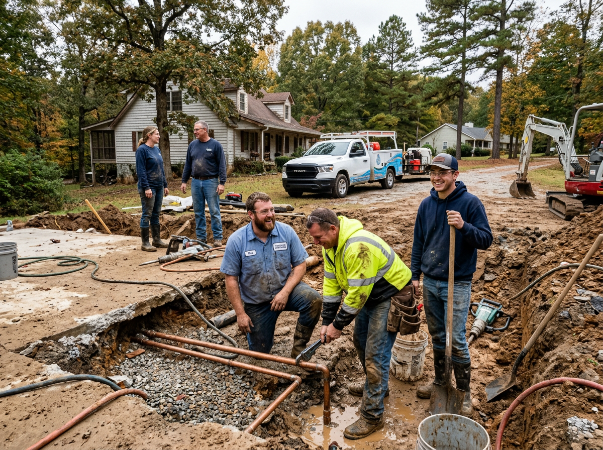 The Cohutta Slab Leak Pros team at work in Cohutta